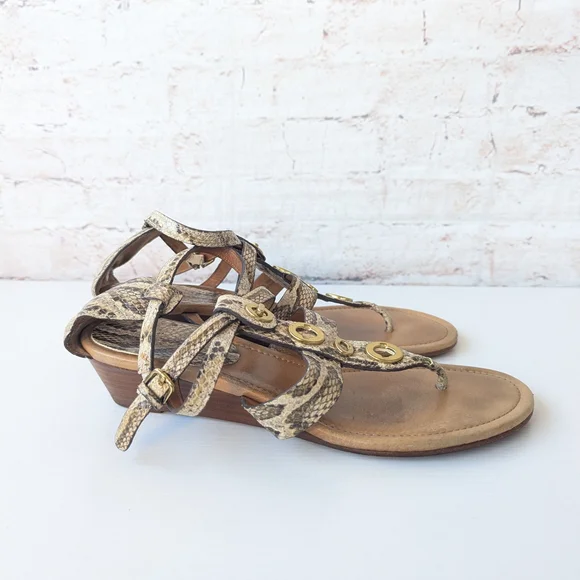 Coach Snake Print Sandals with Gold Accents - Picture 3 of 12